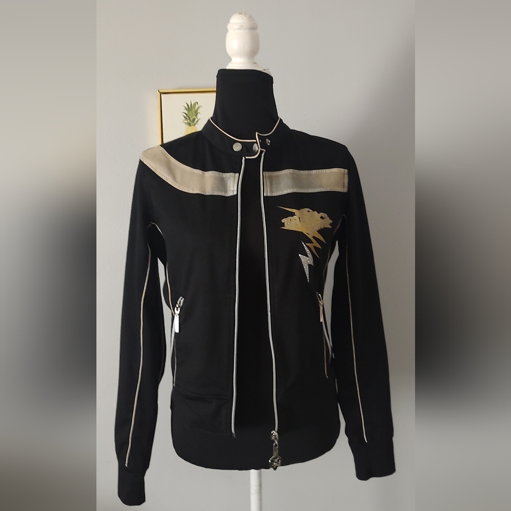 Jacket Women  Mecca  Femme  Vintage Black Zipper Front Size Large  Graphics